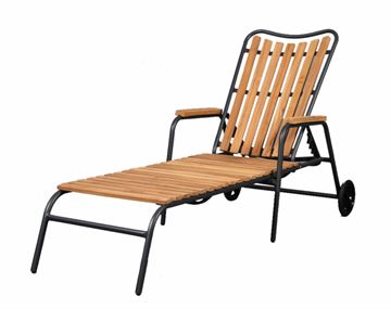 Solvogn antracitgrå stel med teak lameller
